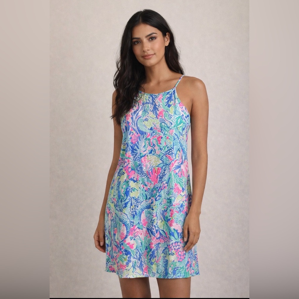 Never worn Lilly Pulitzer Vibrant Blue and Pink Swim Coverup